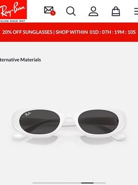 Ray-Ban White Oval Sunglasses with Black Lenses